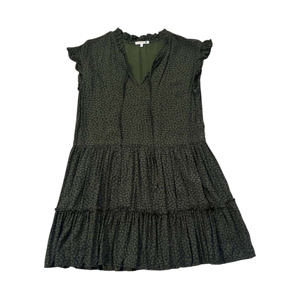Sundry Olive Ditsy Floral Tiered Ruffle Mini Size S Cottagecore Wedding Guest - Picture 4 of 15